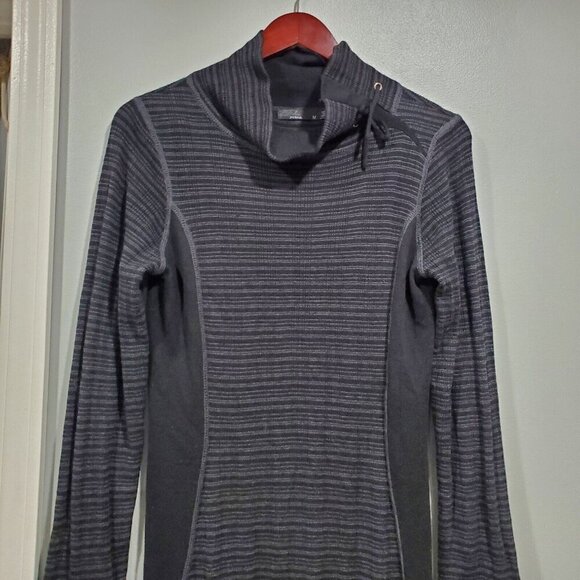PrAna Women's Coal Kelland Turtleneck Wool-Blend Sweater Dress Black Stripe Sz M - Picture 11 of 16